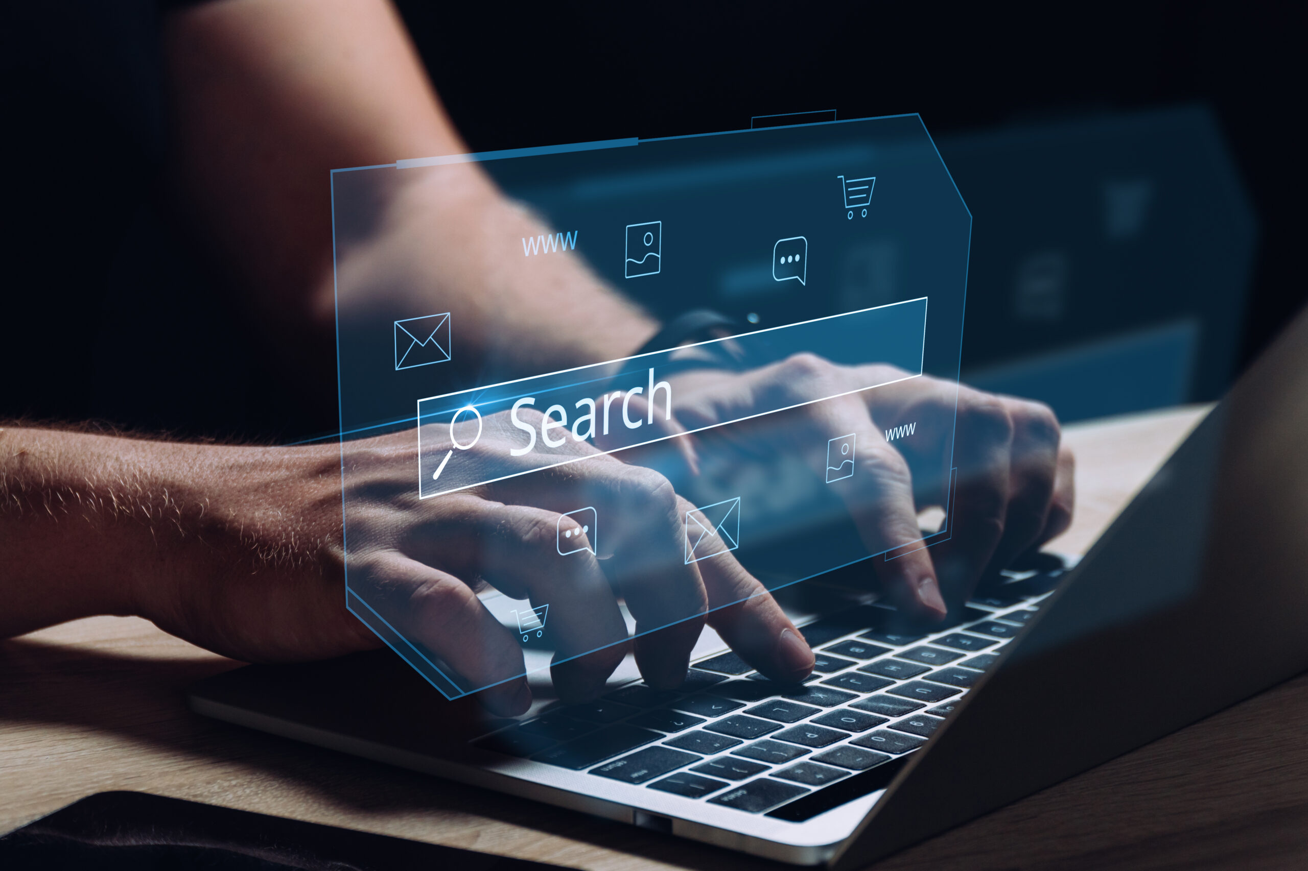 User performs an online search to strengthen brand authority across digital platforms.